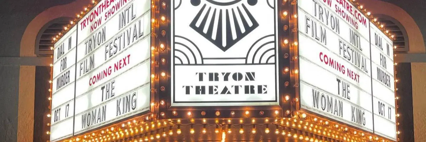 Tryon Theatre marquee advertising the Tryon International Film Festival